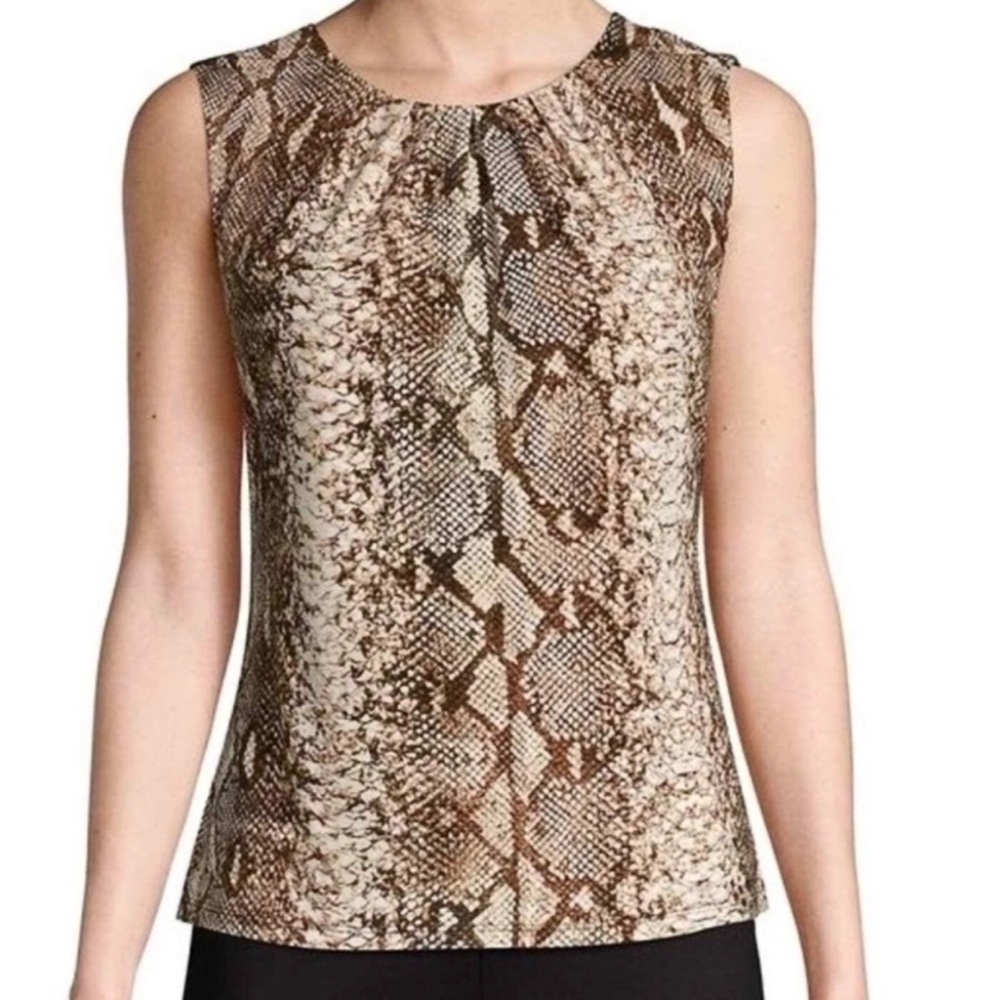 *CALVIN KLEIN* Pleated Sleeveless Blouse